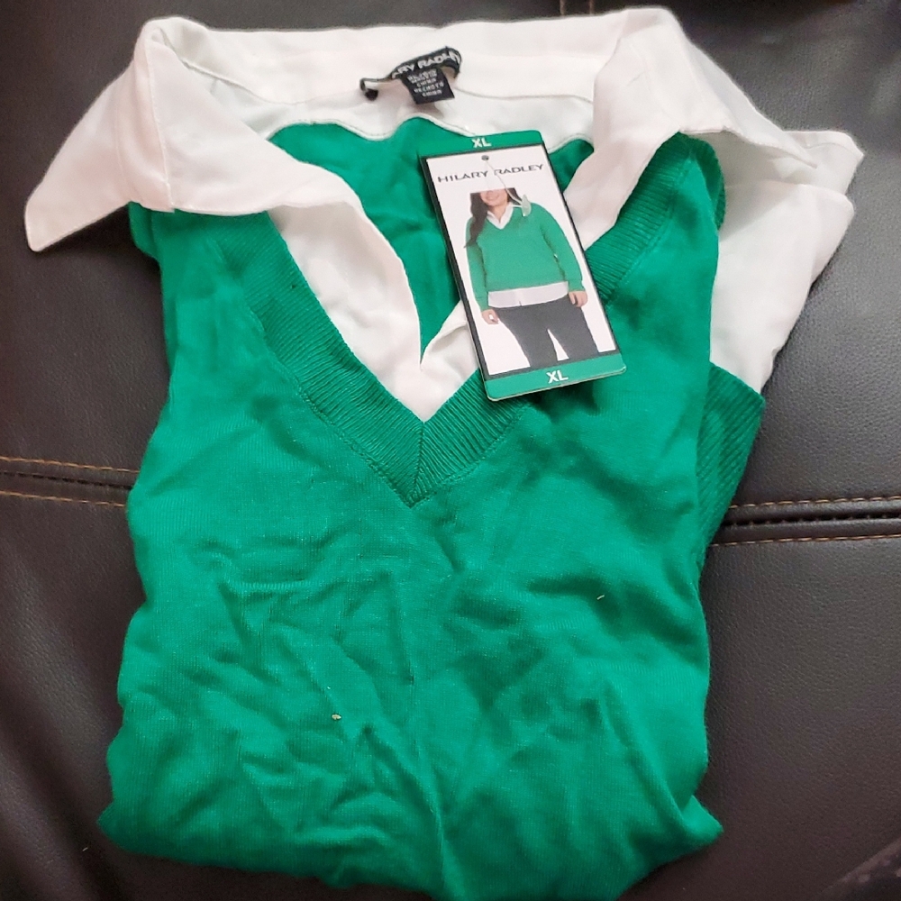 Hilary Radley Emerald V-Neck Sweater